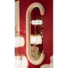 Miroir mural en forme de C avec cadre en MDF recouvert de velours - Micheal Viadurini