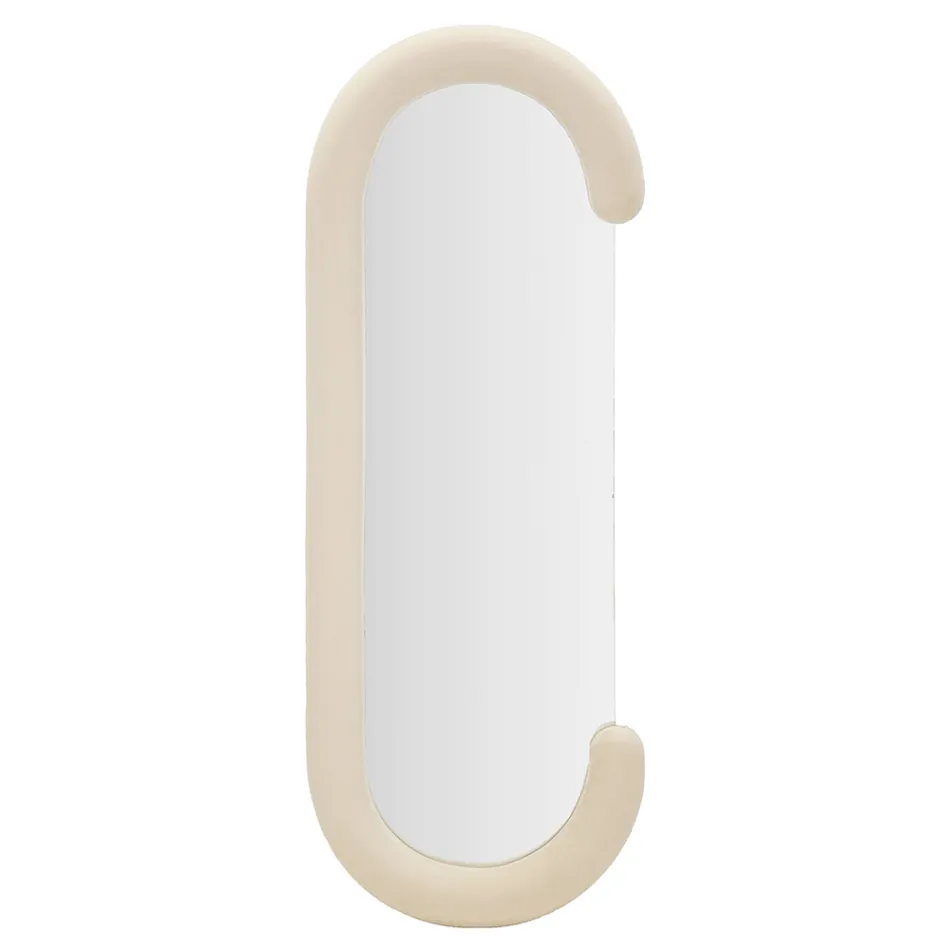 Miroir mural en forme de C avec cadre en MDF recouvert de velours - Micheal Viadurini