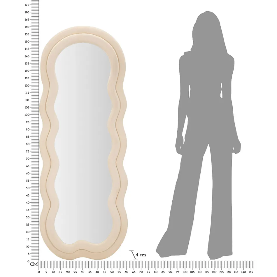 Miroir mural avec cadre en MDF recouvert de velours - Blanc Viadurini