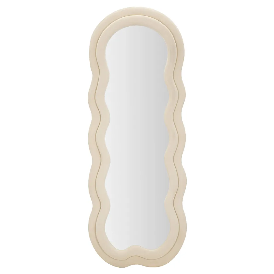 Miroir mural avec cadre en MDF recouvert de velours - Blanc Viadurini