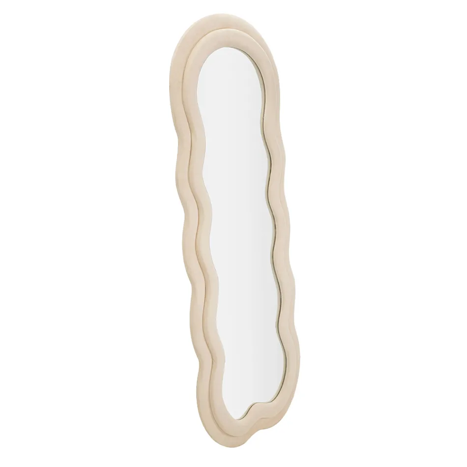 Miroir mural avec cadre en MDF recouvert de velours - Blanc Viadurini