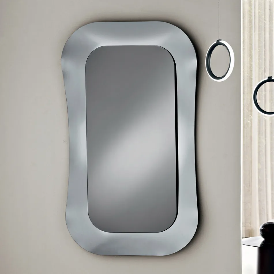 Miroir mural avec cadre en verre fusionné, fabriqué en Italie - Adoré Viadurini