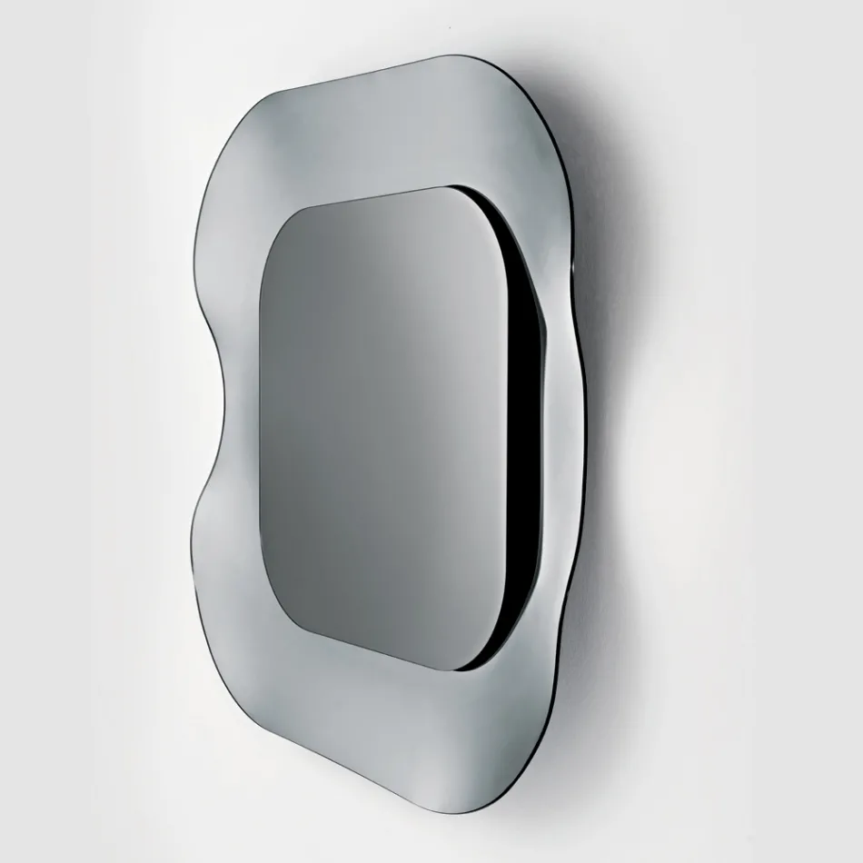 Miroir mural avec cadre en verre fusionné, fabriqué en Italie - Adoré Viadurini