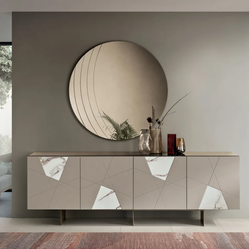 Miroir mural Arabella avec gravures, fabriqué en Italie Viadurini