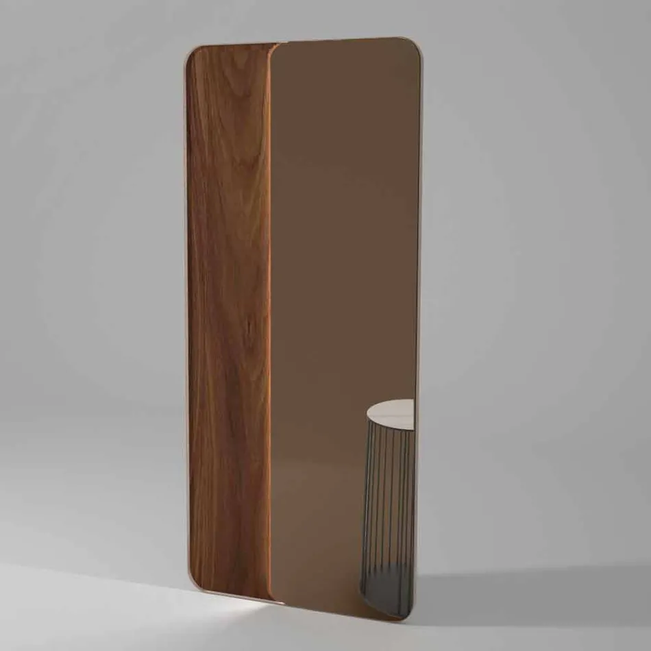 Miroir mural avec insert en bois ou en céramique Made in Italy - Montecarlo Viadurini