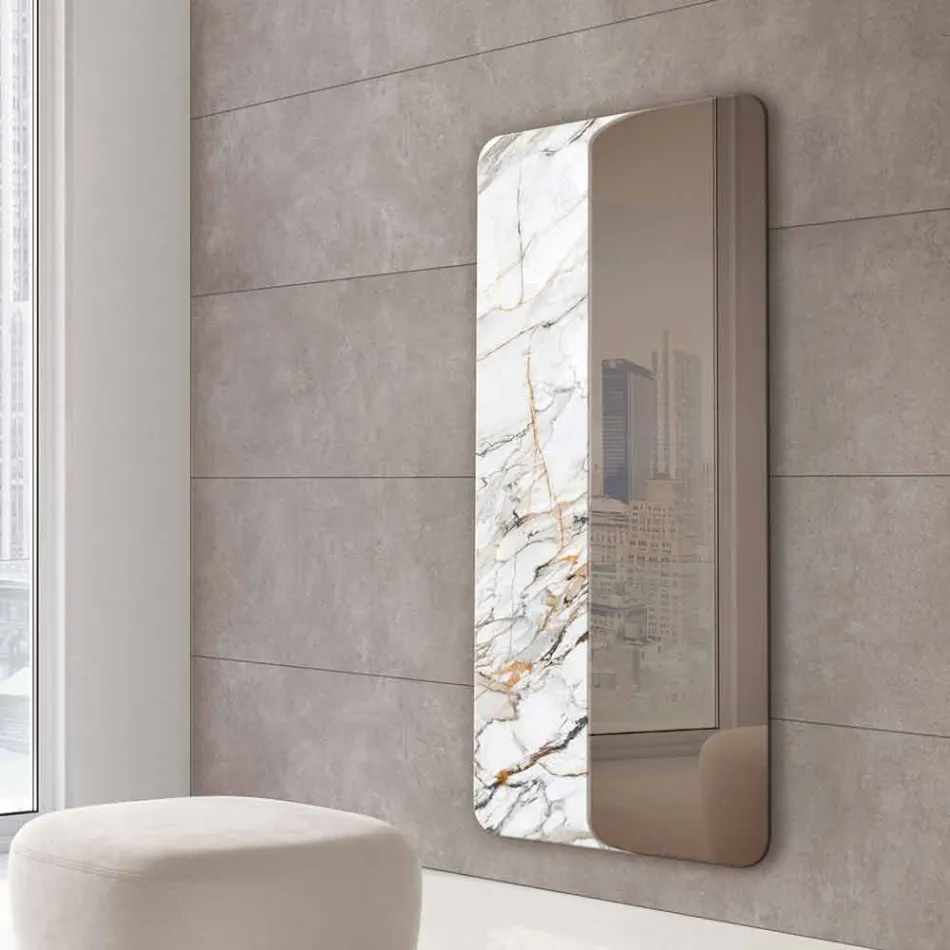 Miroir mural avec insert en bois ou en céramique Made in Italy - Montecarlo Viadurini