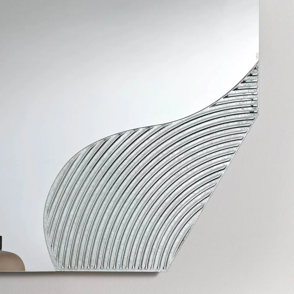 Miroir mural Lirion avec insert à rayures bicolores, fabriqué en Italie Viadurini