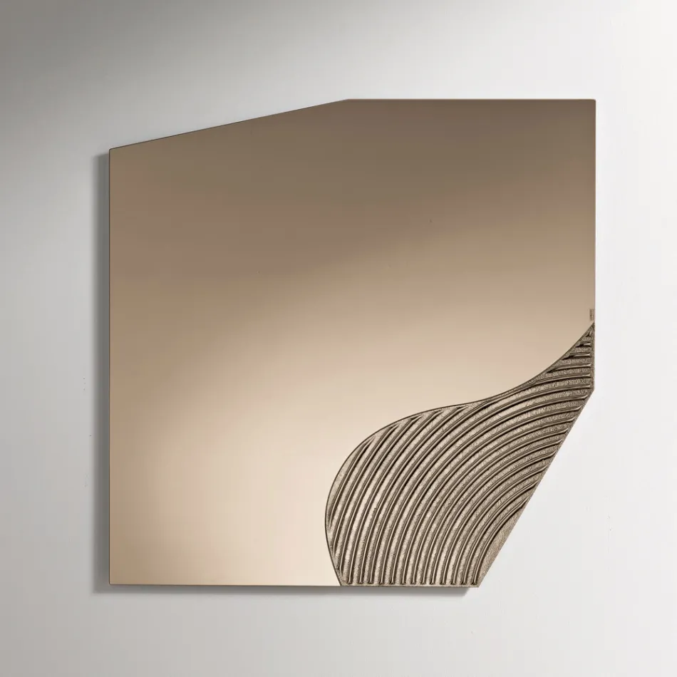 Miroir mural Lirion avec insert à rayures bicolores, fabriqué en Italie Viadurini