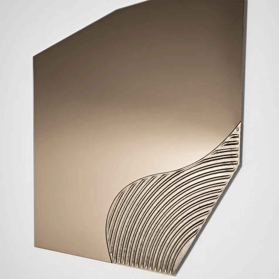 Miroir mural Lirion avec insert à rayures bicolores, fabriqué en Italie Viadurini