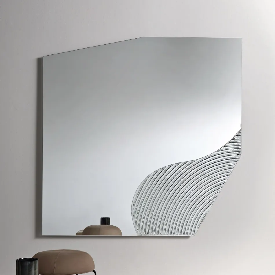 Miroir mural Lirion avec insert à rayures bicolores, fabriqué en Italie Viadurini