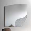 Miroir mural Lirion avec insert à rayures bicolores, fabriqué en Italie