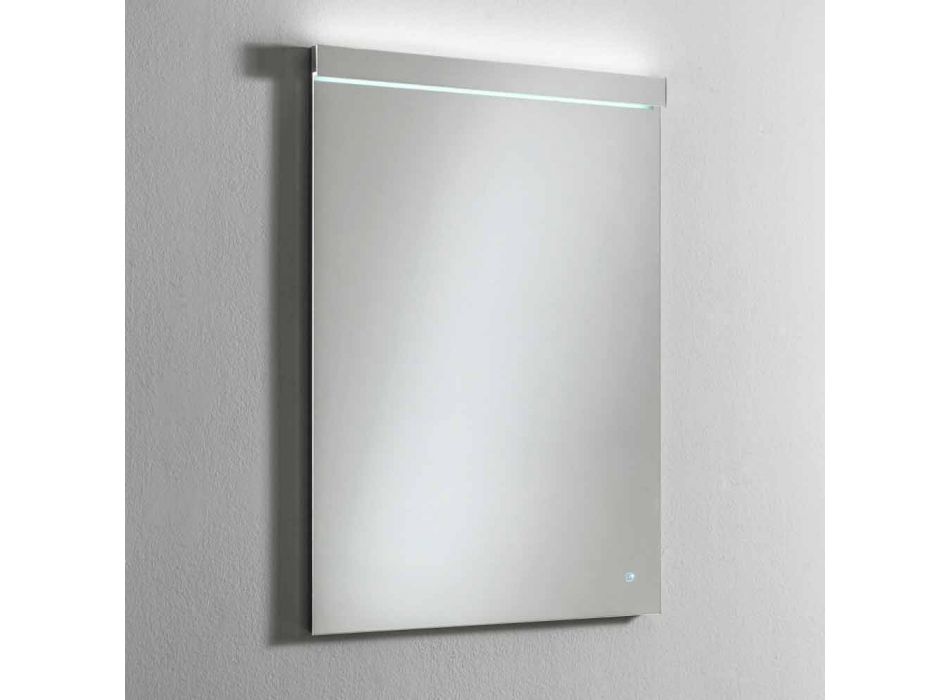 Miroir mural avec éclairage intégré en acier inoxydable Made in Italy - Tuccio Viadurini