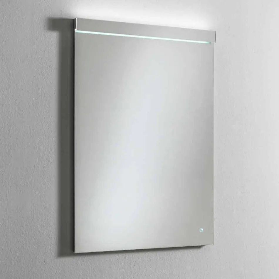 Miroir mural avec éclairage intégré en acier inoxydable Made in Italy - Tuccio Viadurini