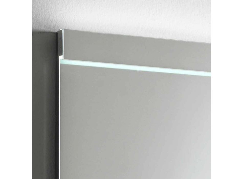 Miroir mural avec éclairage intégré en acier inoxydable Made in Italy - Tuccio Viadurini