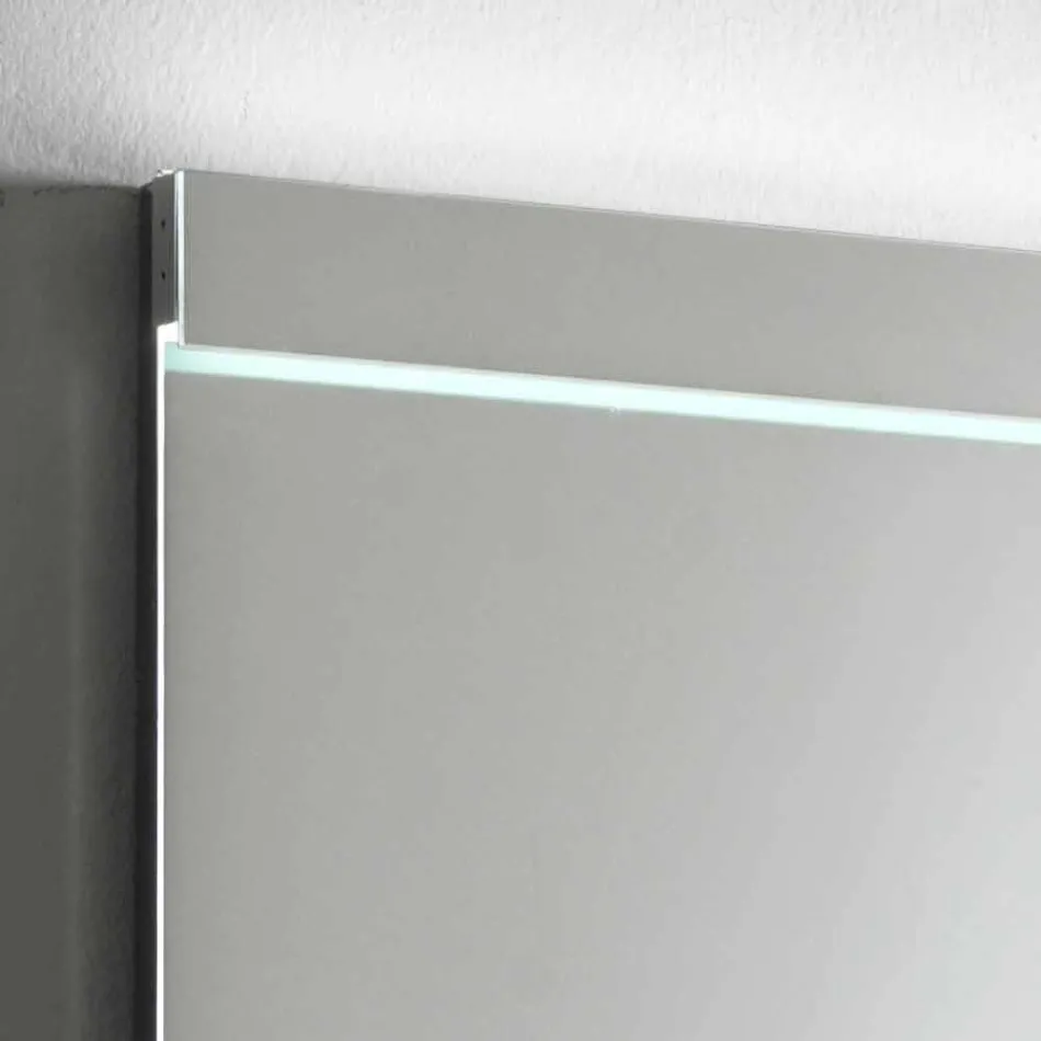 Miroir mural avec éclairage intégré en acier inoxydable Made in Italy - Tuccio Viadurini