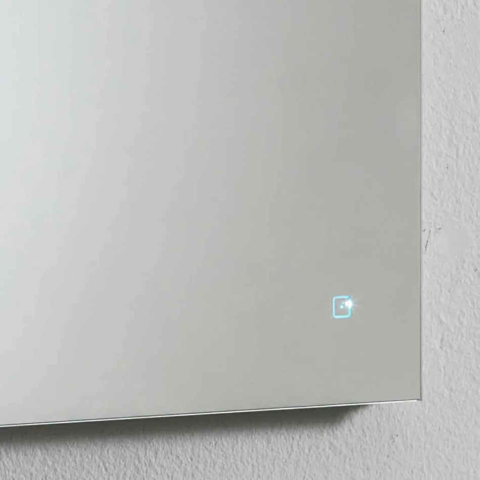 Miroir mural avec éclairage intégré en acier inoxydable Made in Italy - Tuccio Viadurini