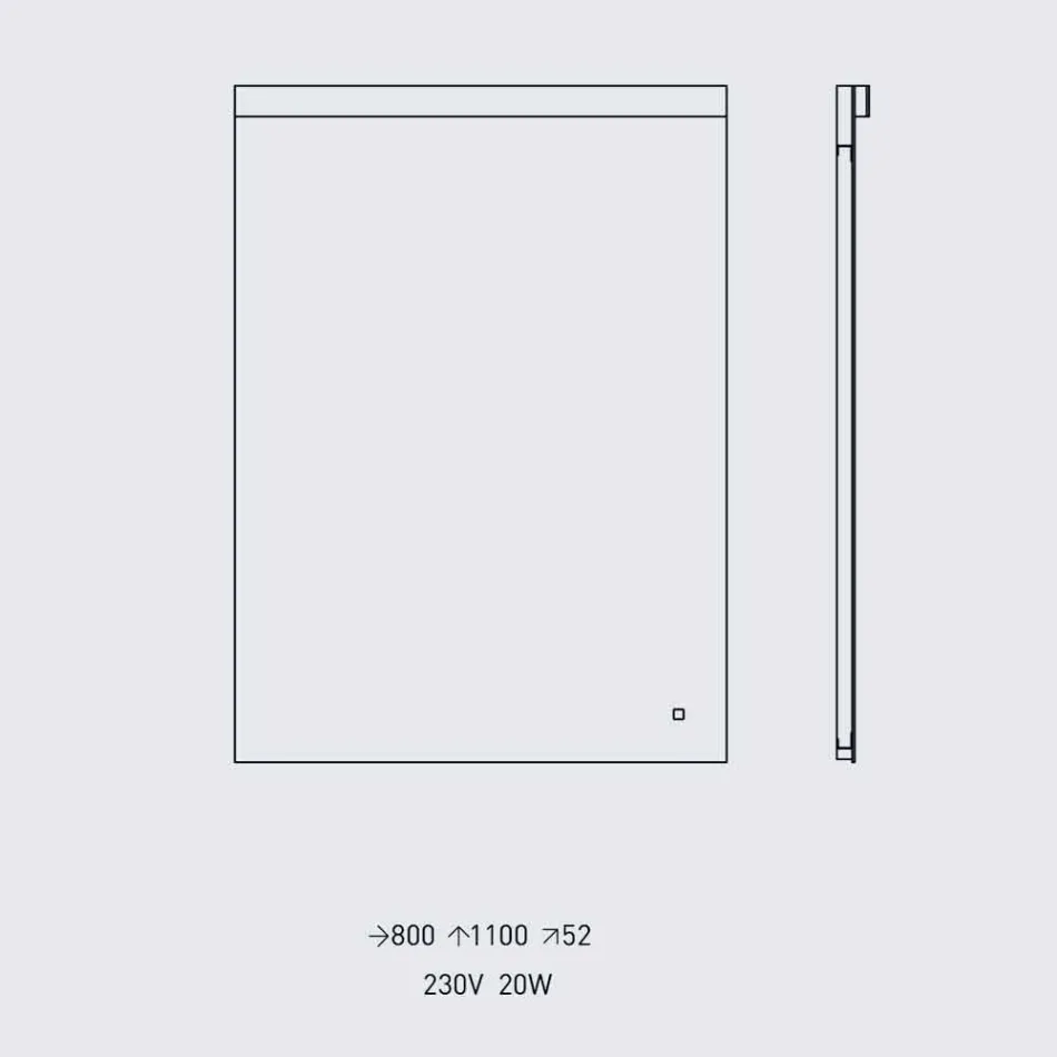 Miroir mural avec éclairage intégré en acier inoxydable Made in Italy - Tuccio Viadurini