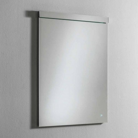Miroir mural avec éclairage intégré en acier inoxydable Made in Italy - Tuccio Viadurini