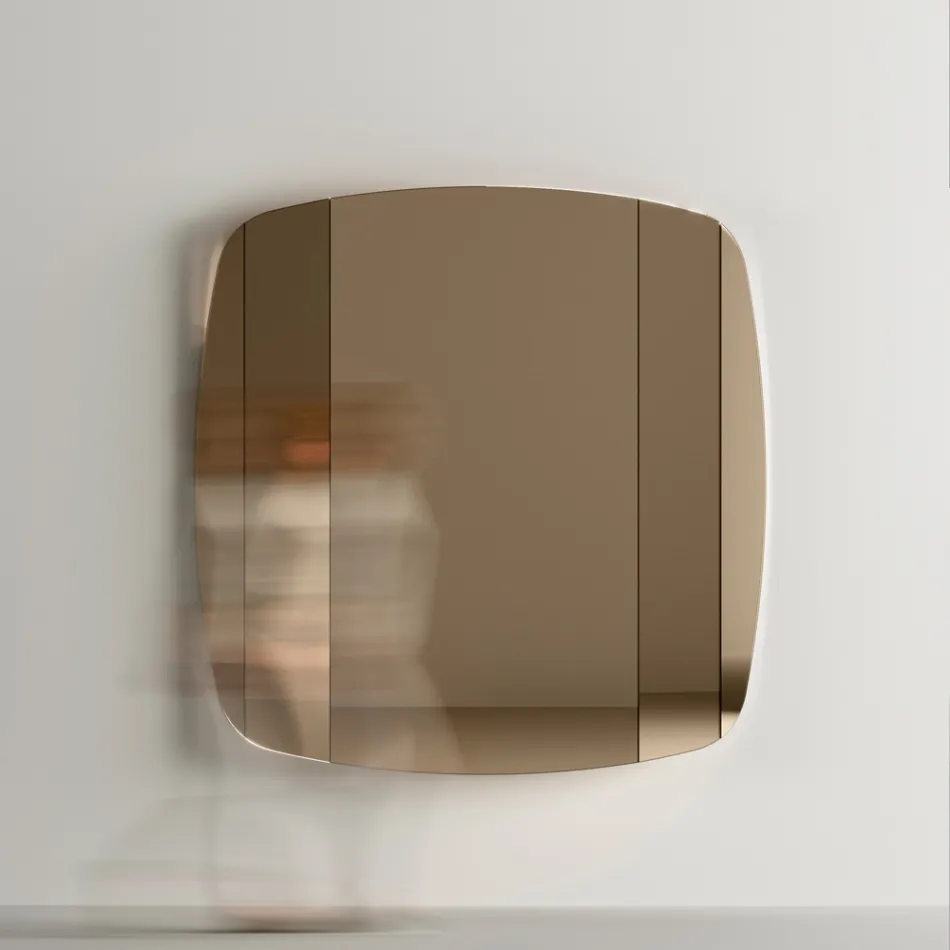 Miroir mural avec structure en bois peint en noir Made in Italy - Arya Viadurini