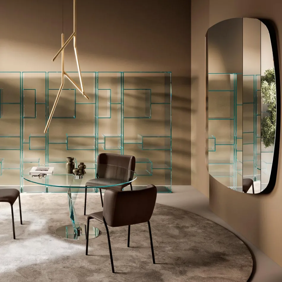 Miroir mural avec structure en bois peint en noir Made in Italy - Arya Viadurini