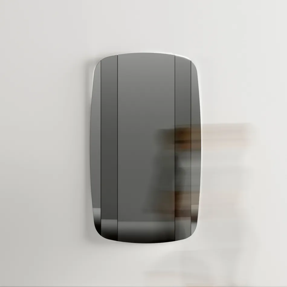 Miroir mural avec structure en bois peint en noir Made in Italy - Arya Viadurini