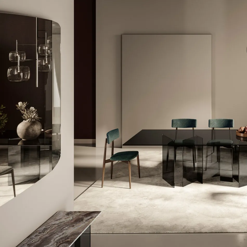 Miroir mural avec structure en bois peint en noir Made in Italy - Arya Viadurini