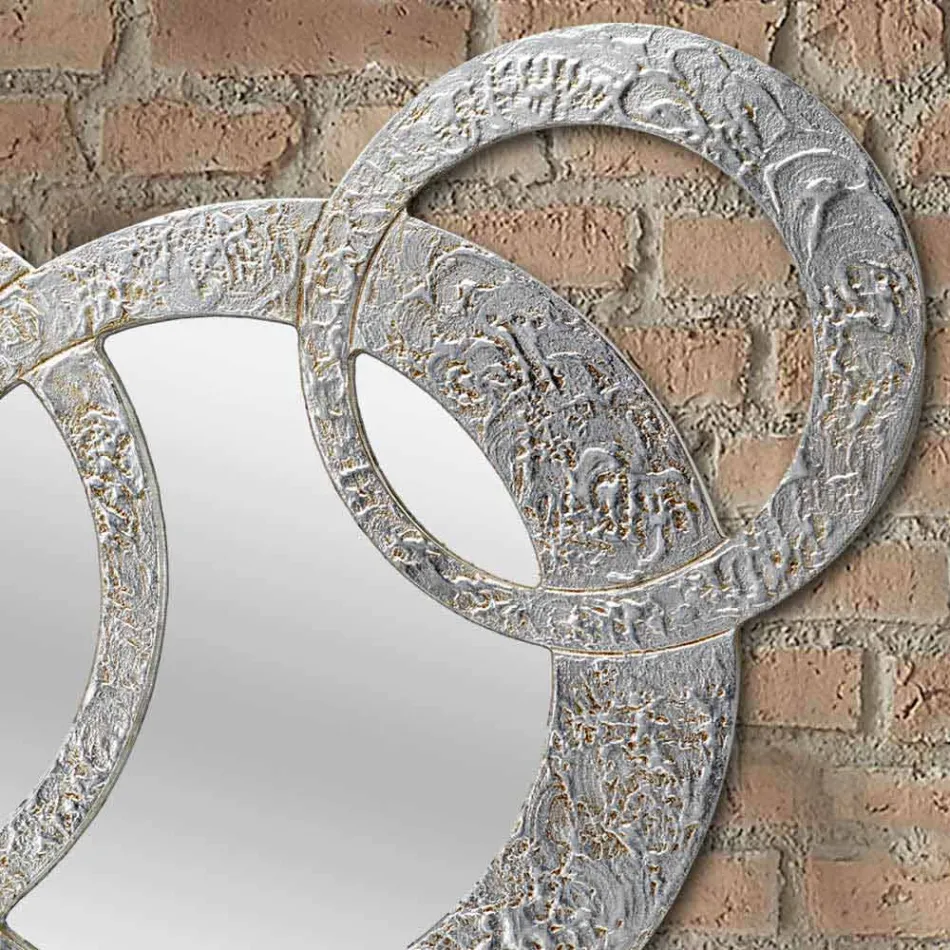 Miroir mural design en feuille d'argent fabriqué en Italie Cortina Viadurini