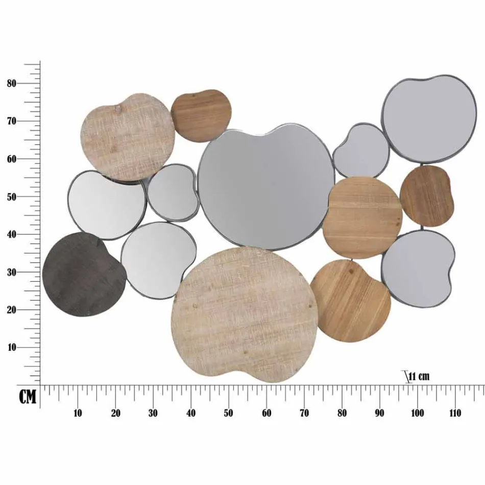 Miroir mural design moderne en bois et fer - Ortensio Viadurini