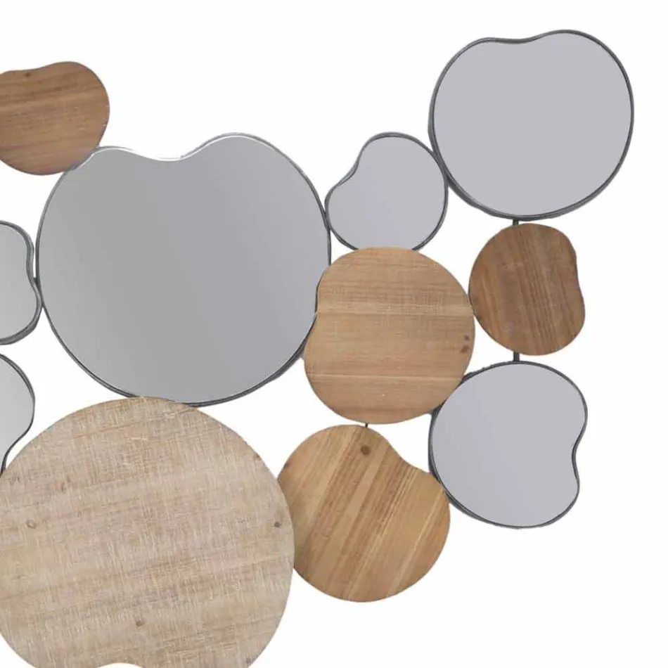 Miroir mural design moderne en bois et fer - Ortensio Viadurini