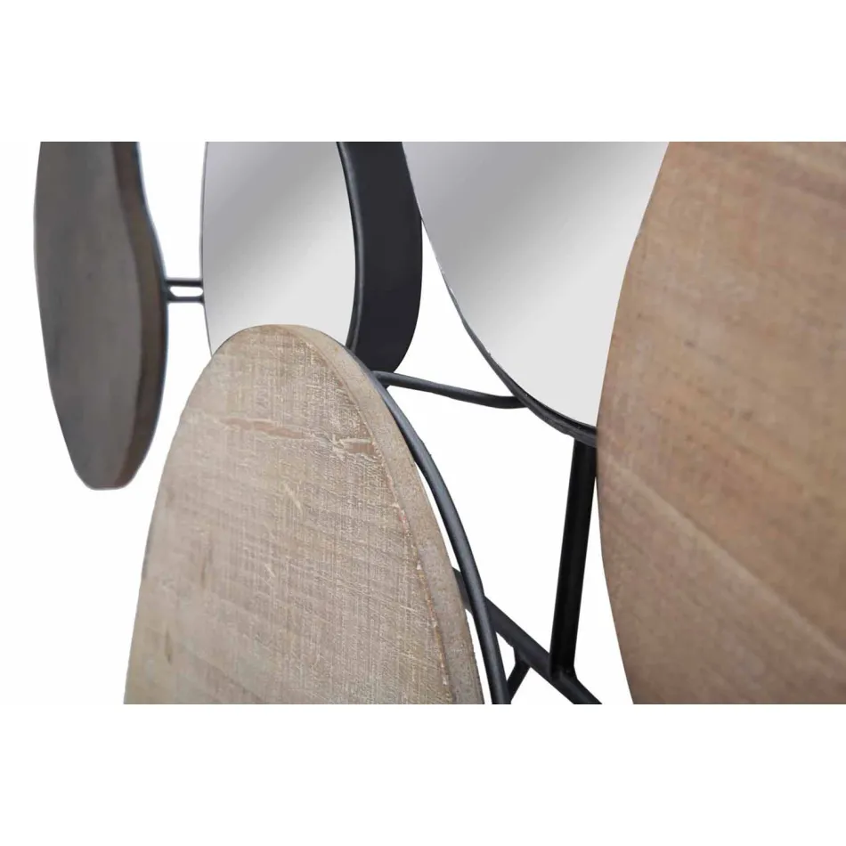 Miroir mural design moderne en bois et fer - Ortensio Viadurini