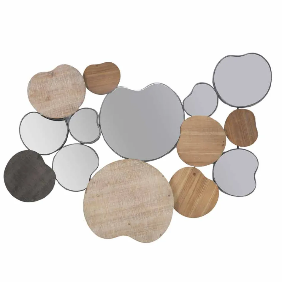 Miroir mural design moderne en bois et fer - Ortensio Viadurini