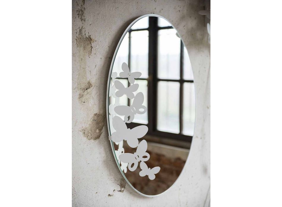 Miroir mural ovale en fer de conception moderne fabriqué en Italie - Beurre Viadurini