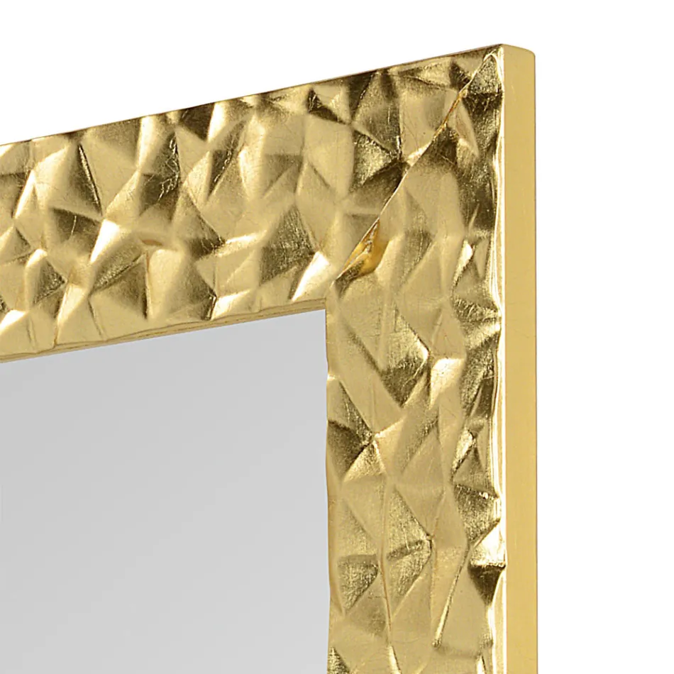 Miroir mural en bois décoré à la main fabriqué en Italie - Niagara Viadurini