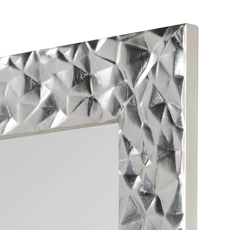 Miroir mural en bois décoré à la main fabriqué en Italie - Niagara Viadurini