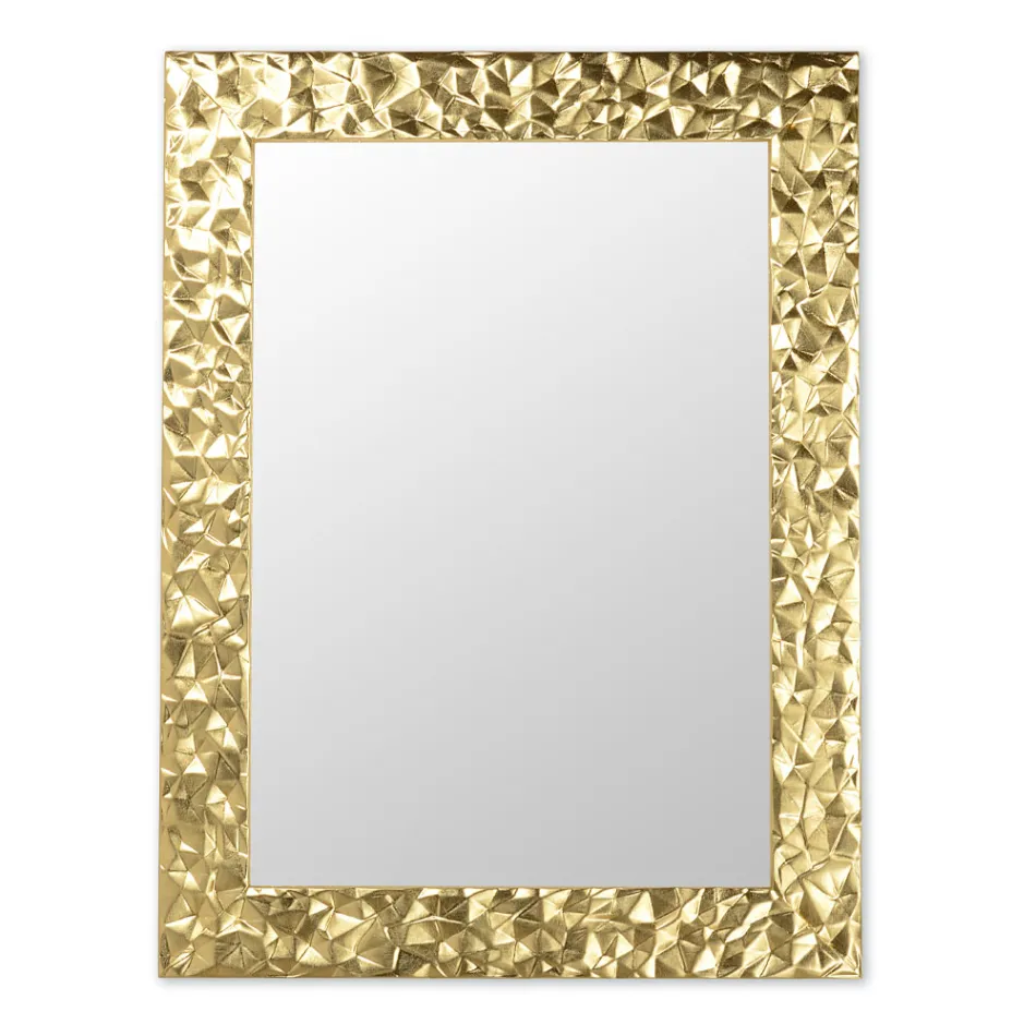 Miroir mural en bois décoré à la main fabriqué en Italie - Niagara Viadurini