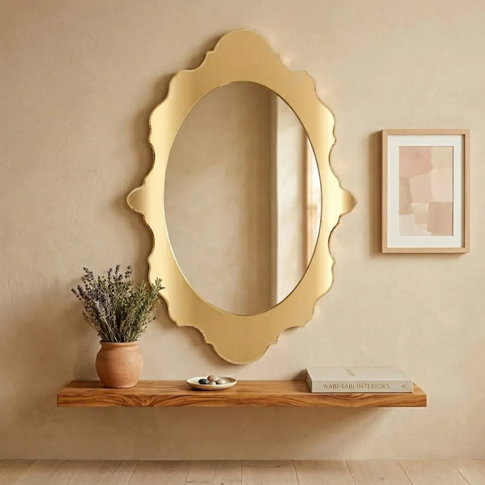 Miroir mural en plexiglas avec cadre doré ou argenté, fabriqué en Italie - Ariele Viadurini