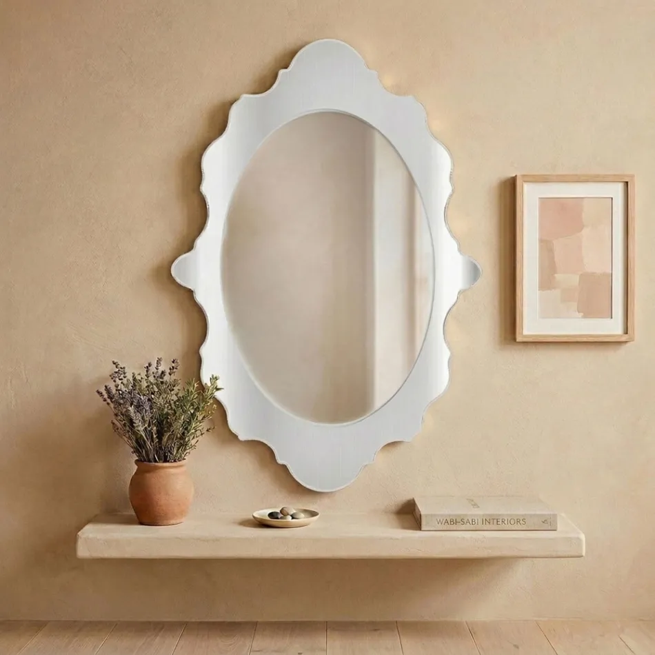 Miroir mural en plexiglas avec cadre doré ou argenté, fabriqué en Italie - Ariele Viadurini
