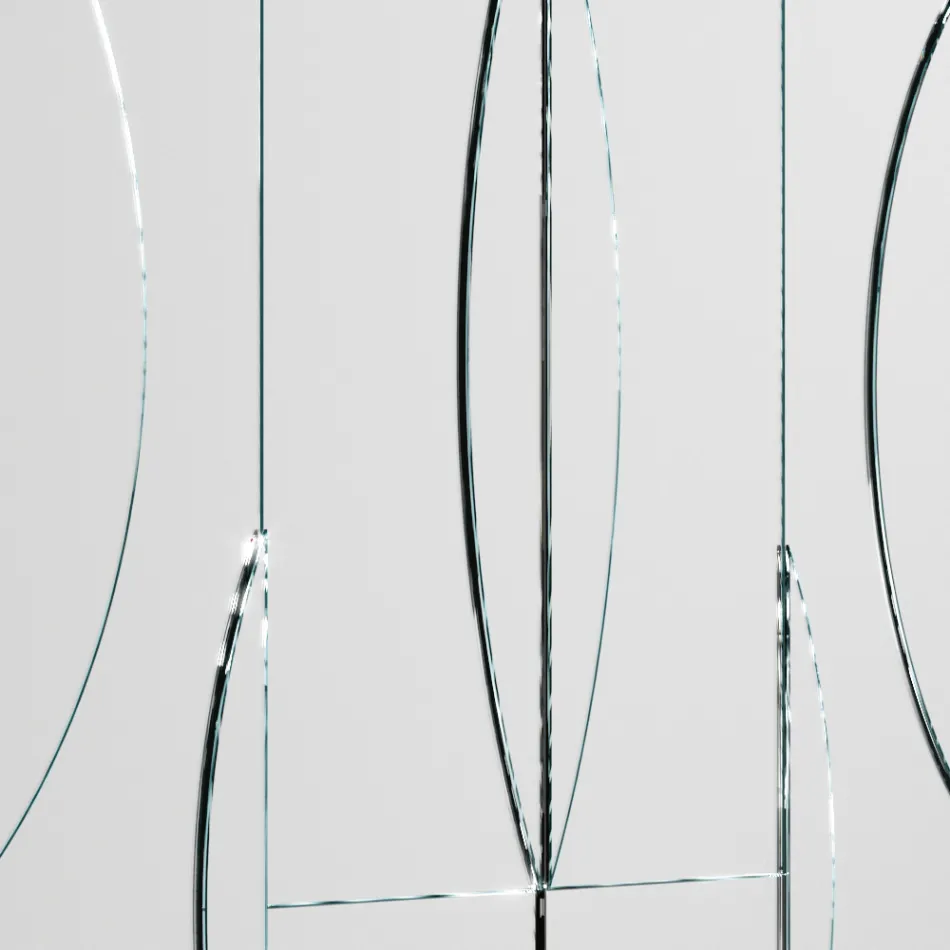 Miroir mural modulable avec structure en bois fabriqué en Italie - Saetta Viadurini