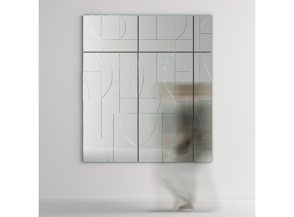 Miroir mural modulable avec structure en bois fabriqué en Italie - Saetta Viadurini