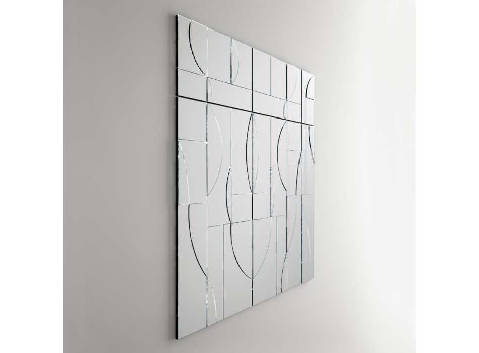 Miroir mural modulable avec structure en bois fabriqué en Italie - Saetta Viadurini