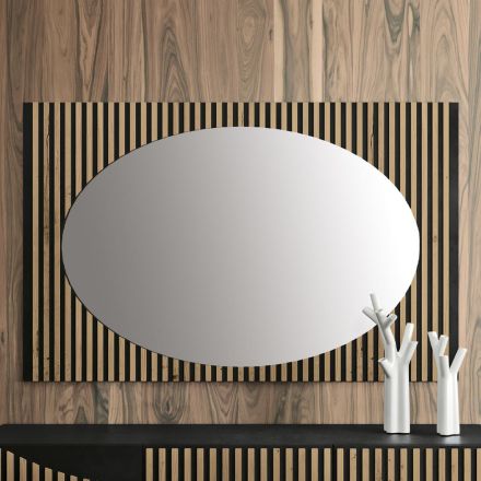 Miroir mural ovale avec support à lattes verticales fabriqué en Italie - Anne Viadurini