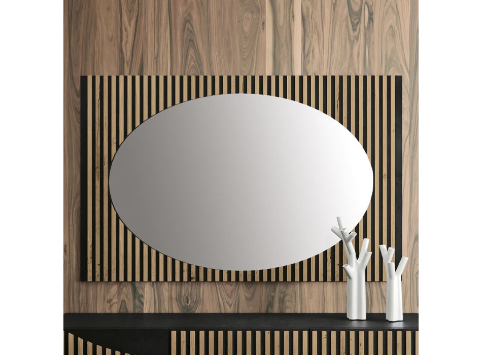 Miroir mural ovale avec support à lattes verticales fabriqué en Italie - Anne Viadurini
