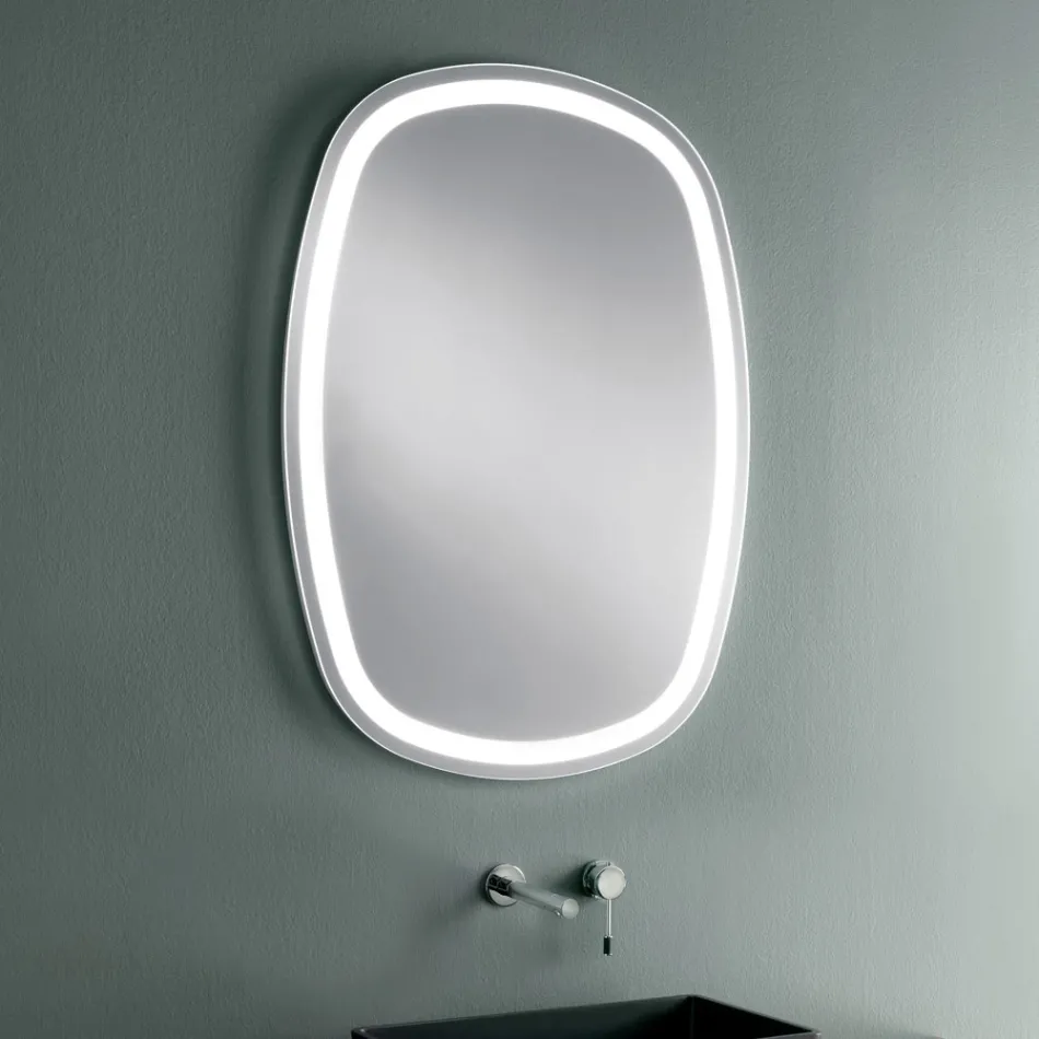 Miroir mural pour salle de bain avec LED 4000K intégrée Made in Italy - Scrullo Viadurini
