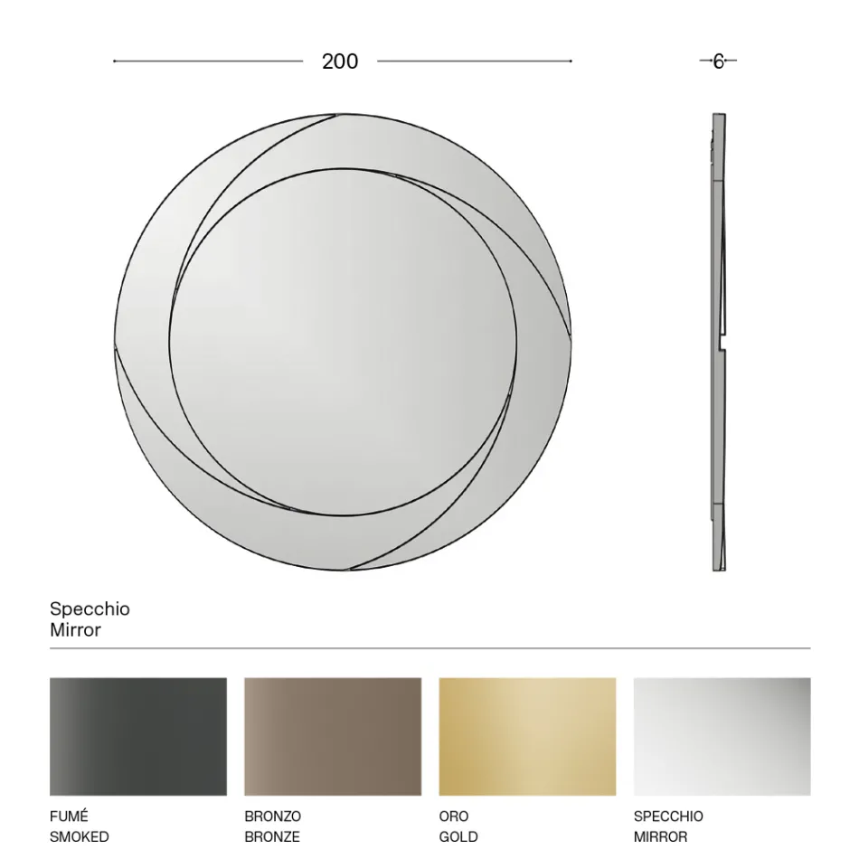 Miroir mural rond avec structure en bois fabriqué en Italie - Navona Viadurini