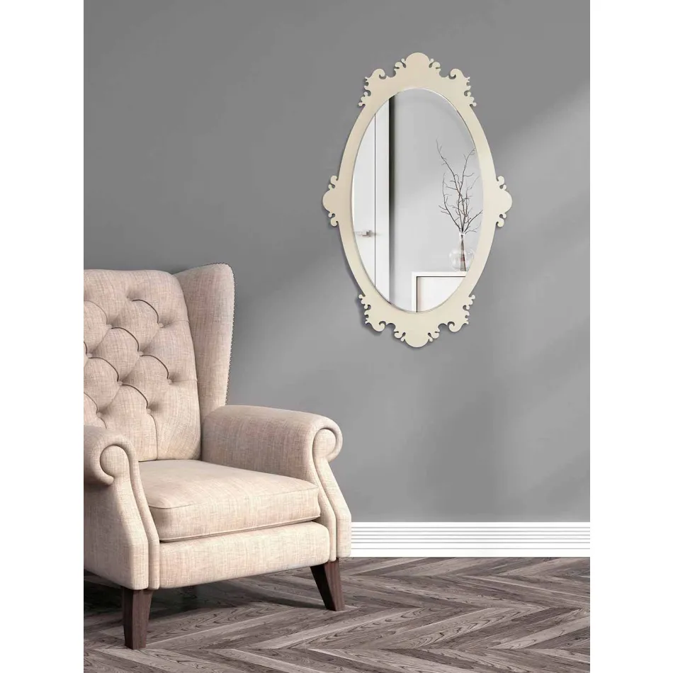 Miroir Mural Design Vintage en Bois Marron avec Cadre - Giangio Viadurini