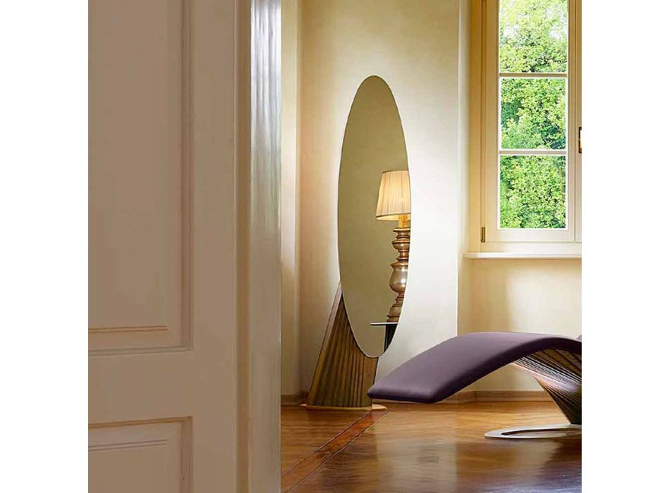 Miroir de sol design en bois de frêne et métal Made in Italy - Cuspide Viadurini