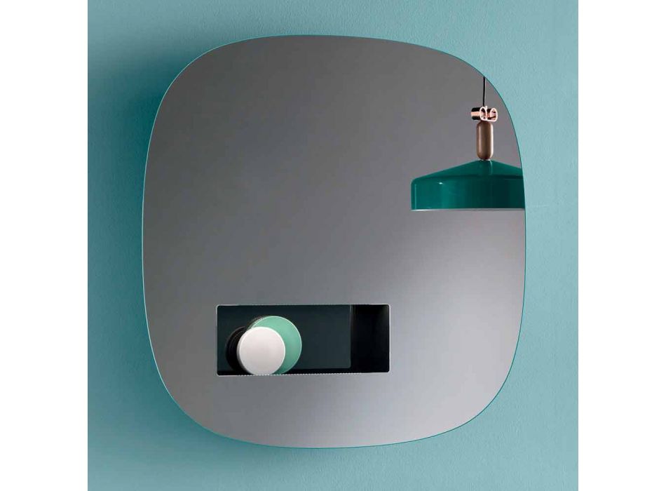 Miroir Mural Décoratif Fini Fumé avec Compartiment Design Noir - Matrix Viadurini