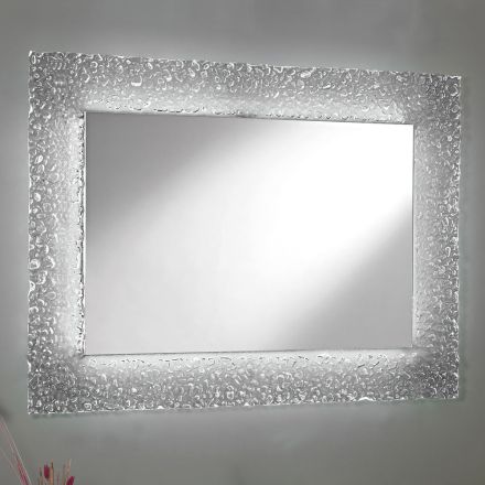 Miroir mural décoratif avec cadre en verre et lumière LED de luxe - Attimo Viadurini