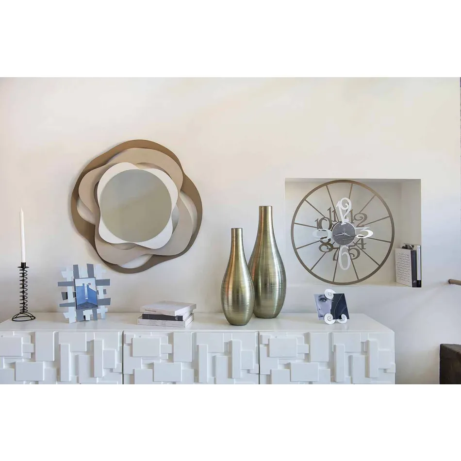 Miroir mural design moderne en fer tricolore fabriqué en Italie - Gertrude Viadurini