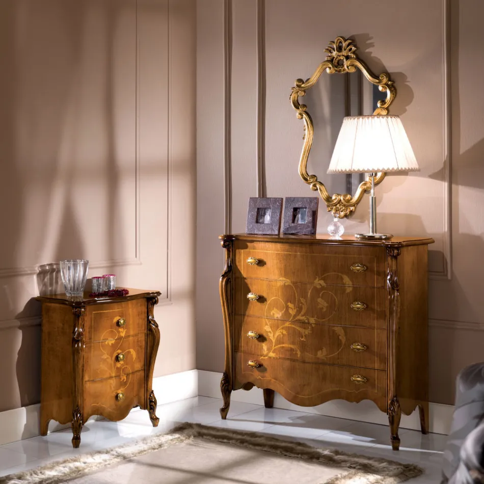 Miroir en forme de luxe avec cadre en feuille d'or fabriqué en Italie - Precious Viadurini